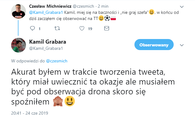 Michniewicz zaczyna obserwować Grabarę na Twitterze :D